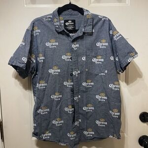 Corona Extra Men's XL Shirt Button Up Short Sleeve Single Stitch Beer